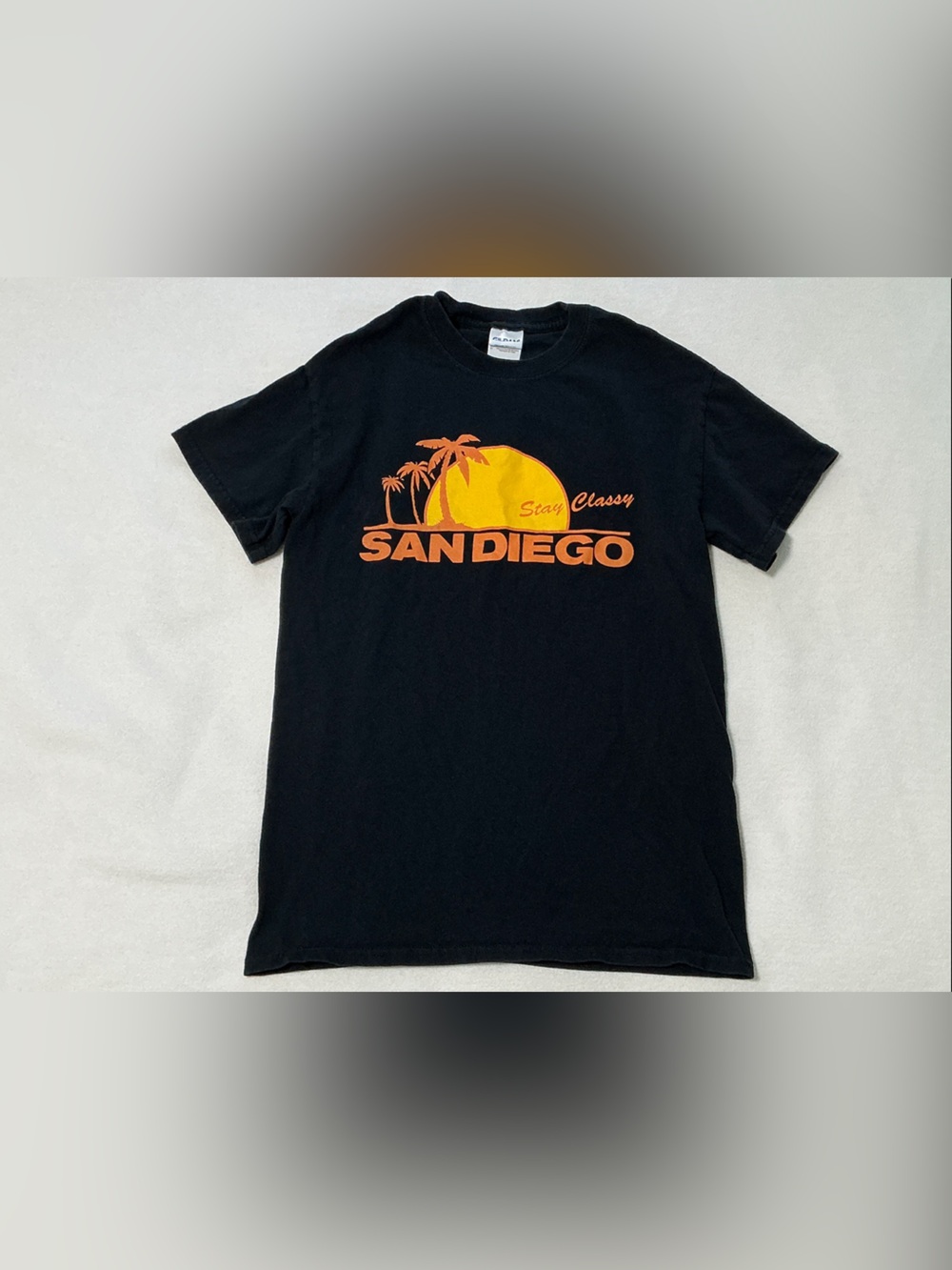 Gildan Black Tee with Orange & Yellow San Diego Graphic